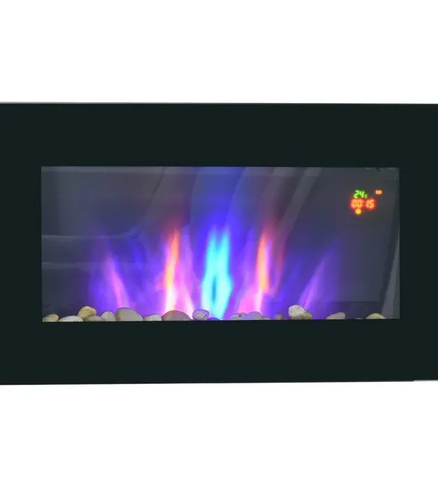 Cheminée électrique encastrable 1000/2000W, foyer mural décoratif avec flamme, 72,5x11,5x40cm, noir