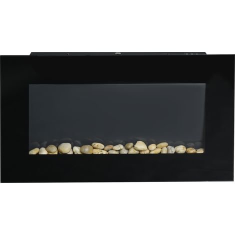 Cheminée électrique mural 1000/2000W, effet flamme, 72,5x11,5x40cm, noir