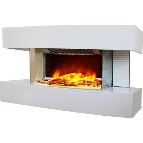 cheminée electrique murale 82 cm Effet flammes LED – Chauffage 2000W programmable