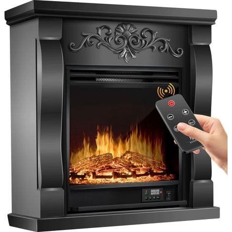 Cheminée led électrique 1800W avec chauffage réglable 10-30°C, Dimensions 67,5x60x22,5cm