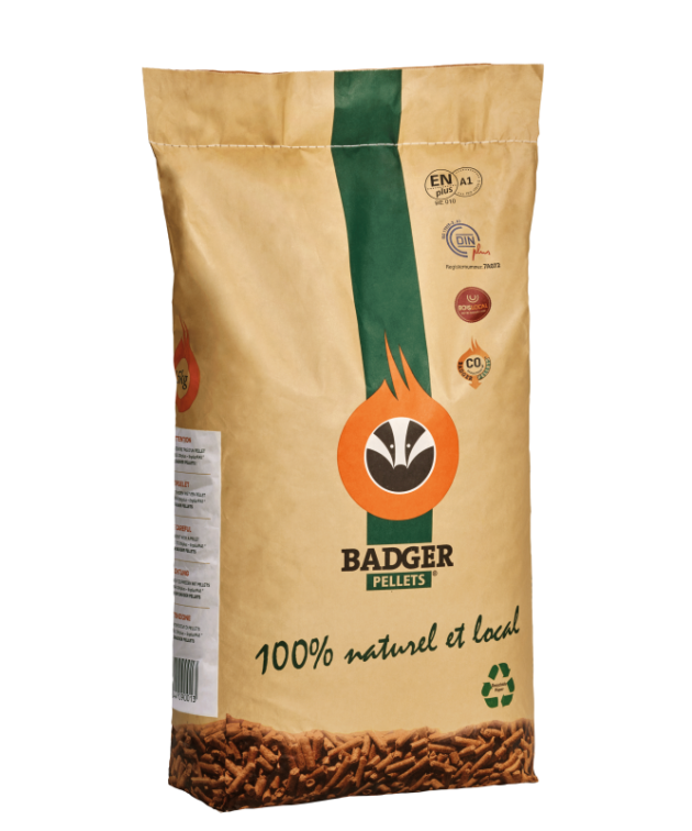 Granulé de bois palette - Demi palette de Granulés de bois Badger 33 sacs - 525kg