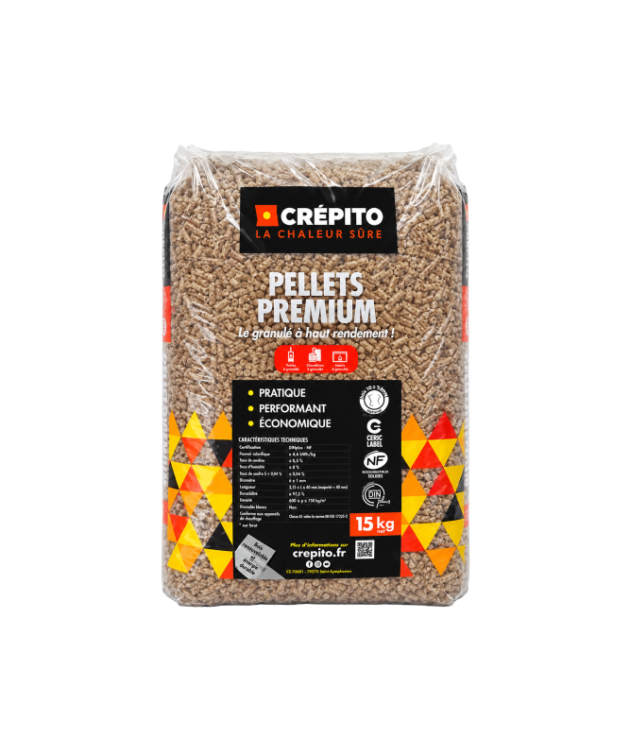 Sac granulés de bois Crépito (palette de 72 sacs - 1080kg)