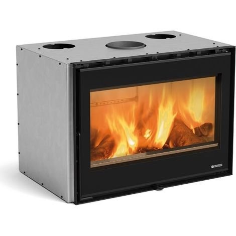 Insert cheminée à bois 8 kW, Foyer en fonte, Raccordement supérieur 160 mm